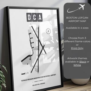 Minimalist Reagan Washington Airport Diagram Poster, Framed Poster, Aviation Gift, DCA Map
