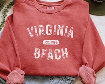 Virginia Beach Sweatshirt in Comfort Colors. Old Dominion, Virginia crewneck, Virginia Beach embroidery, Beach sweatshirt, Gift for Her