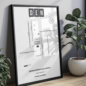 Minimalist Denver International Airport Diagram Poster, Framed Poster, Aviation Gift, DEN Map, Airport Diagram, Wall Art, Pilot Gift, Travel