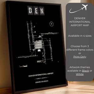 Minimalist Denver International Airport Diagram Poster, Framed Poster, Aviation Gift, DEN Map, Airport Diagram, Wall Art, Pilot Gift, Travel