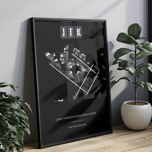 Minimalist JFK Airport Diagram Poster, Framed Poster, Aviation Gift, JFK Map
