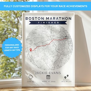 Personalized Race Map Wall Art, Custom Marathon, Half Marathon, Triathlon Poster, Finisher Gift with Course Route, Name, Time & Date