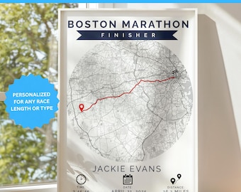 Personalized Race Map Art – Marathon Finisher Gift, Custom Running Route Wall Art, Runner Achievement Print