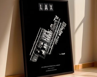 Minimalist LAX Airport Diagram Poster, Framed Poster, Aviation Gift, LAX Map