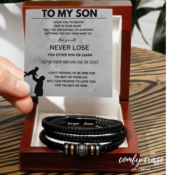 Adjustable "To My Son" Bracelet - Inspirational Gift From Mom Or Dad, Stainless Steel Bangle