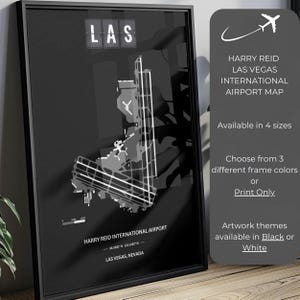 Minimalist Las Vegas International Airport Diagram Poster, Framed Poster, Aviation Gift, LAS Map, Airport Diagram, Wall Art, Pilot Gift