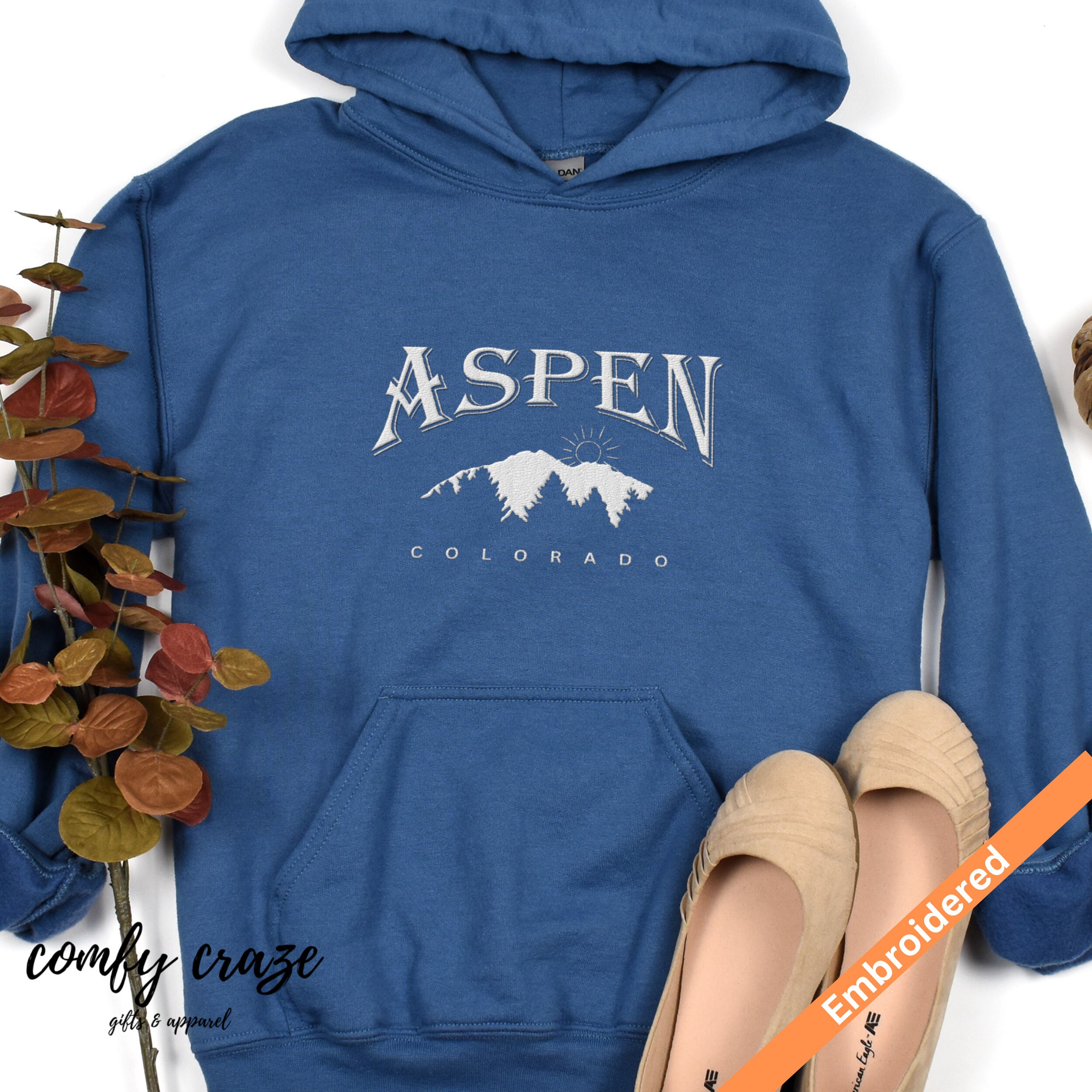 Aspen Mountain Embroidered Hoodie Ski Resort Sweatshirt Vintage Embroidery Colorado Gift Idea Embroidered Colorado Sweatshirt Etsy