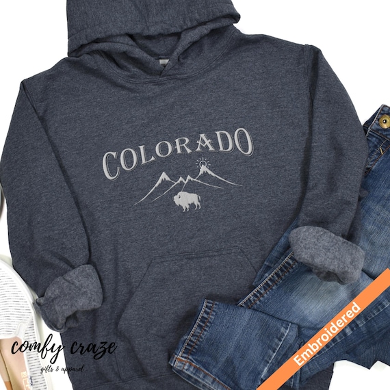 Colorado Mountain Embroidered Hoodie, Ski Resort Sweatshirt