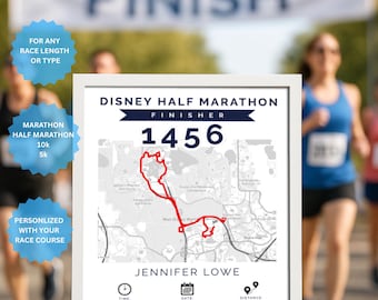 Personalized Race Route Map Print: Marathon, 10k, 5k Runner Gift