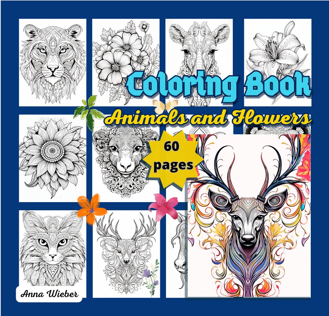 Coloring Page of Flower and Animal Coloring Pages Gift for Birthday