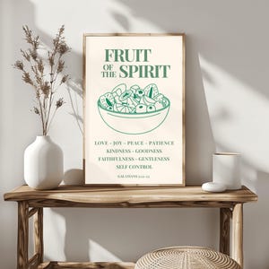 Fruit of the Spirit Christian Wall Art | Digital Download | Bible Verse Print | Green Wall Print