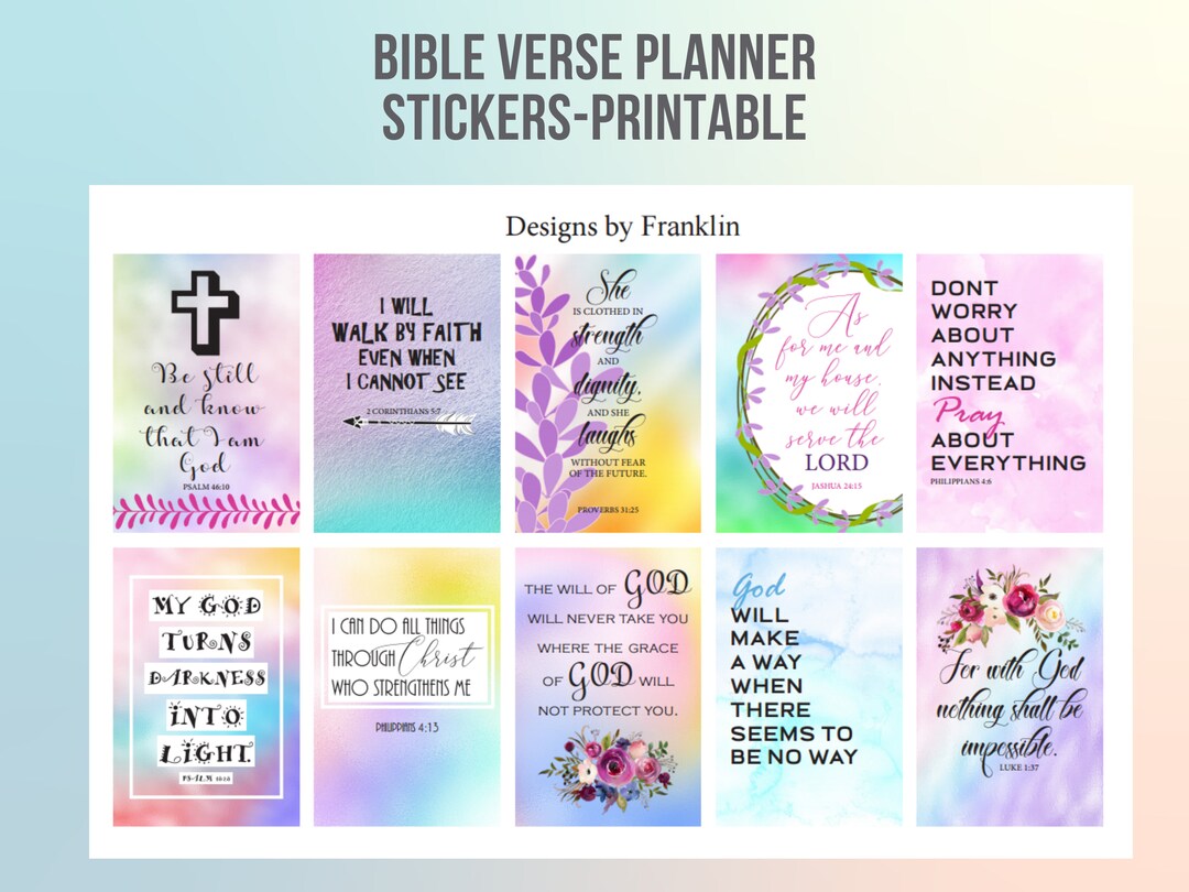 Bible Verses Planner Stickers Printable Assorted Religious Quote Labels ...