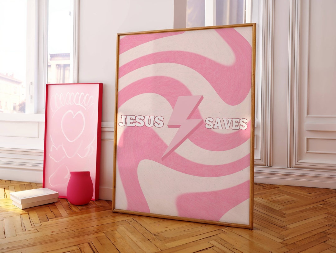 Christian Wall Art - Retro Room Decor, Aesthetic Decor, Preppy Wall Art ...
