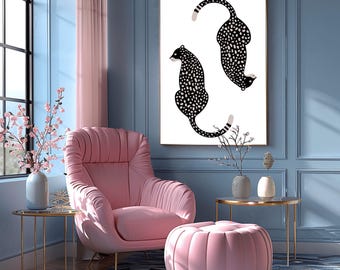 Trendy Cheetah Wall Art - Black and White | Instant Download