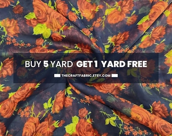 Floral Chiffon Fabric: Lightweight Sheer Polyester for Sewing - By The Yard