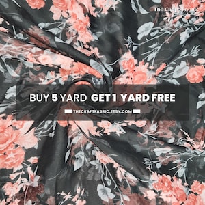 Soft Floral Printed Chiffon Fabric, Lightweight Chiffon Fabric, Dressmaking Chiffon Fabric by the Yard
