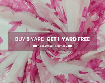 Floral Chiffon Fabric by the Yard – Lightweight Polyester for Sewing & Dresses, 43/44" Wide
