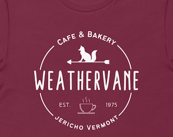 Weathervane Cafe and Bakery unisex tee shirt, Wednesday inspired.