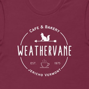 Weathervane Cafe and Bakery unisex tee shirt, Wednesday inspired.