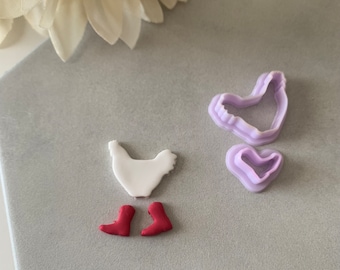 Chicken with Boots Cutter | 0.75"-1.25" | Polymer Clay Cutter