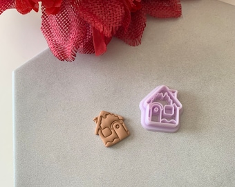 Gingerbread House Cutter | 0.75"-1.25" | Winter Polymer Clay Cutters Holiday Christmas Earrings Cutter
