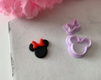 Mouse Head with Bow Cutter | 0.75"-1.25" | Minnie Polymer Clay Cutter