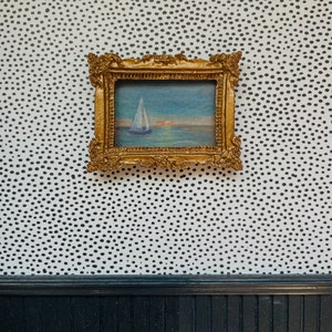 Miniature nautical painting print dollhouse art mini ocean painting for dollhouse wall decor sailboat nautical themed framed dollhouse art