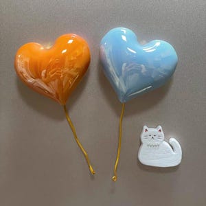 Handmade Ceramic Heart Balloon Fridge Magnet,Iridescent Metallic Decor,Gift for Her,Mother's Day Gift