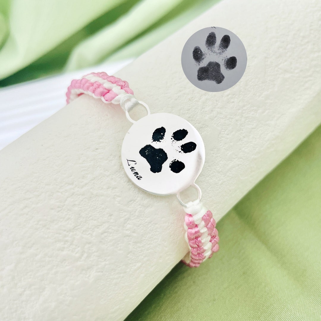 Custom Paw Print Bracelet • Sterling Silver Pet Memorial Jewelry - Etsy