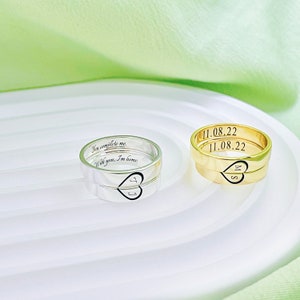 Benutzerdefinierte Paar Ringe, personalisierte Herz Name Ringe, personalisierte Paar Ringe, erste Paar Ringbänder, Ehering, Versprechen Ringe