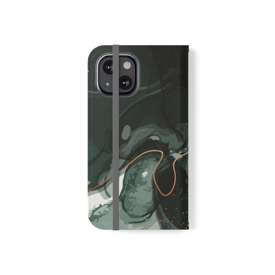 Watercolor Inspired Black Flip Casedesigner Phone Casewallet Etsy