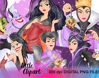 DIGITAL DOWNLOAD , Evil Princess Mothers , Evil Princess Clipart , 300dpi Png , x6 Clipart , x1 Splat