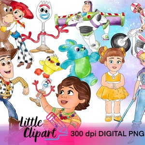 DIGITAL DOWNLOAD watercolor toys clipart toy story 300dpi , x9 clipart , x1 splat png clipart files