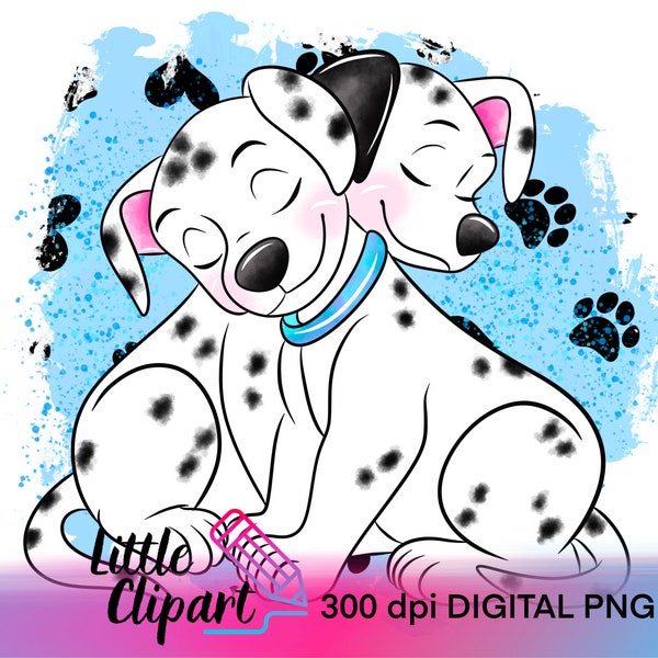 DIGITAL DOWNLOAD , Watercolor 101 dalmatians clipart sublimation , spotty dog 300dpi printable sublimation design , hugging 101 dogs