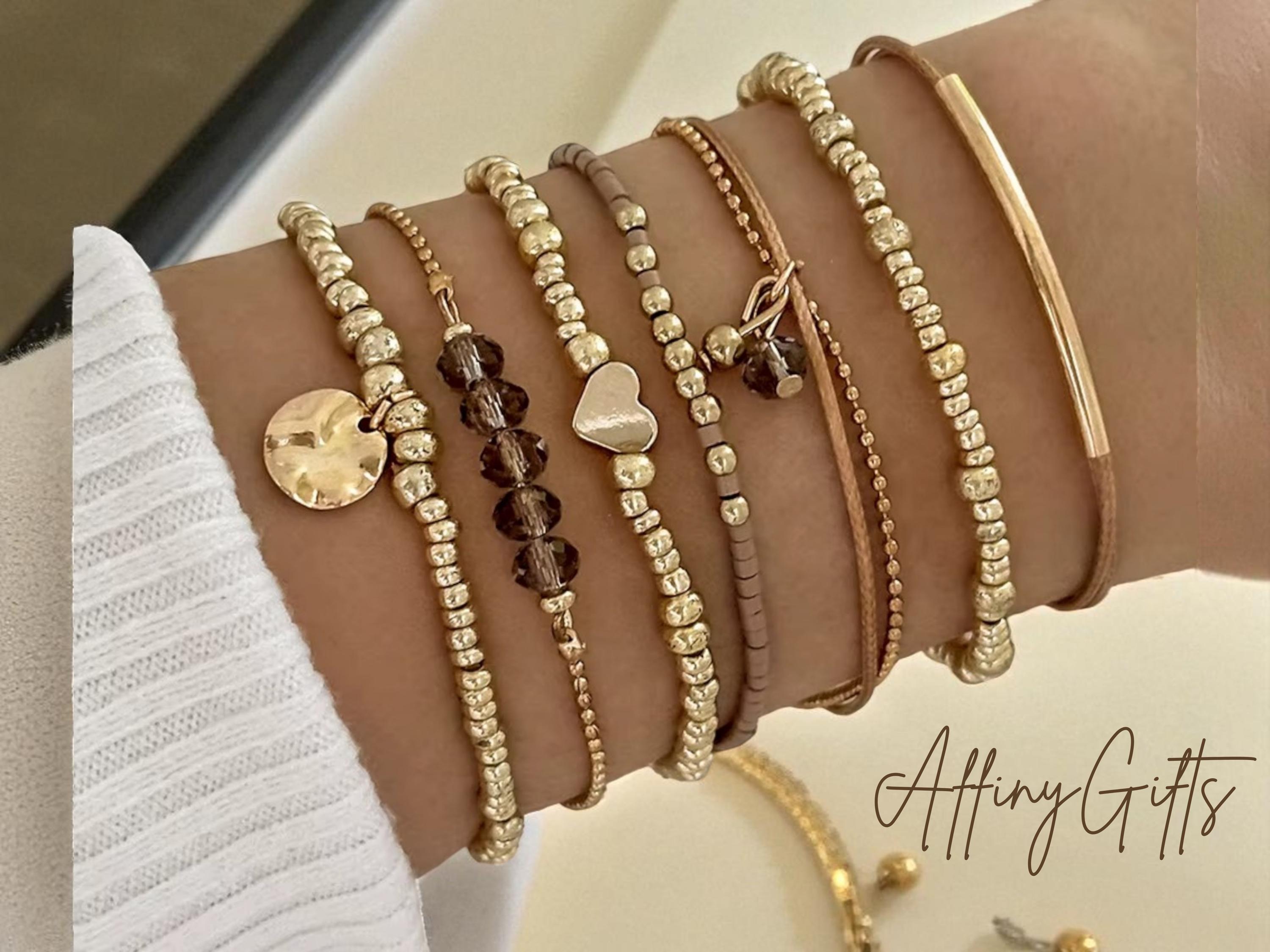 Bracelet Double Rang Avec Breloques Biche De Bère - Occasion En Très Bon état, Style Bohème Argenté