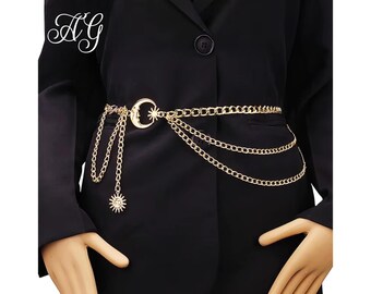 Boho Moon & Star Chain Belt: Celestial Waist Jewelry - Etsy
