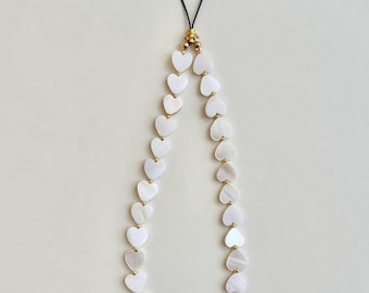 Pearl Love Heart Phone Charm Phone Strap Phone Beads Cute Phone Accessory Stocking Filler Stocking Fillers Stocking Stuffers