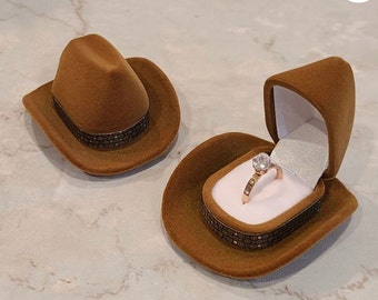 Cowboy Hat Ring Box Earring Box Jewellery Box Gift Box Engagement Wedding Proposal Yeehaw