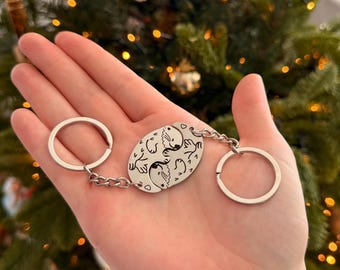 Romantic Interlocking Sea Otter Keychains - Valentines Day / Birthday Present / Friendship / Christmas