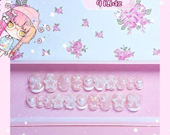 マイメロディ キッズ用 プレスオンネイル パステルピンク ハート