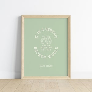 Green Mary Oliver DIGITAL PRINT - Minimalist Print