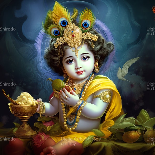 Baby Krishna Pack of 3 Subtly Different Pictures - Digital Download - Bal Krishna/Bal Gopal