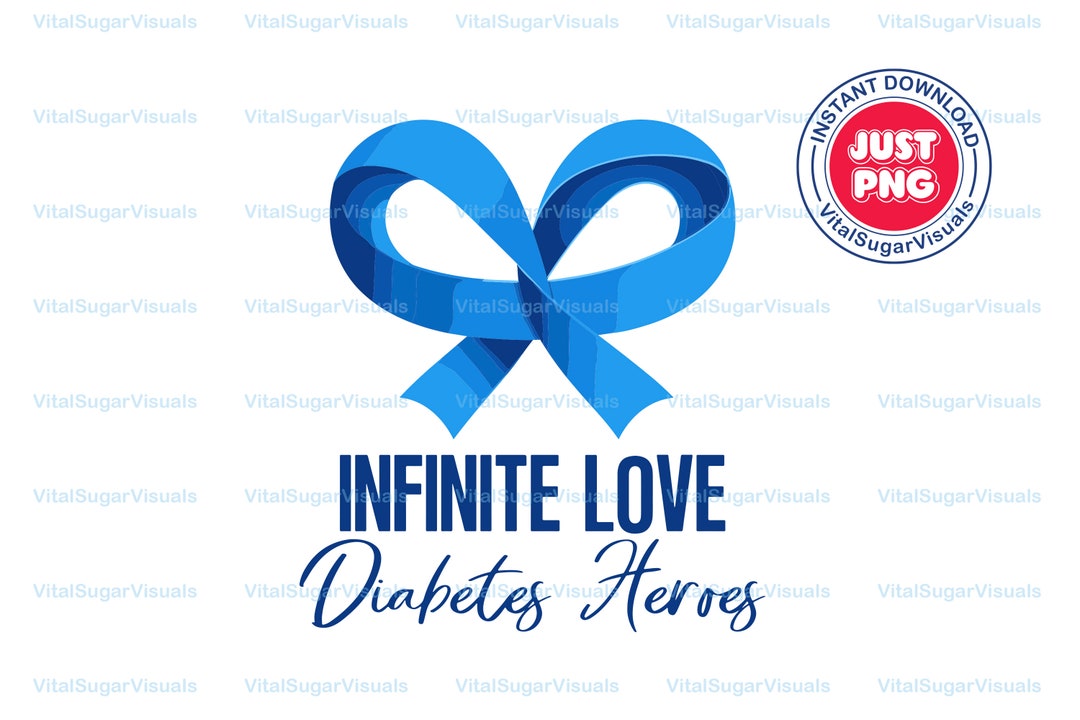 Diabetes Heart Ribbon PNG Blue Ribbon Diabetes Ribbon - Etsy