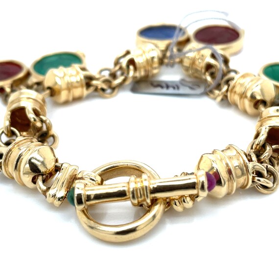 14K Gold Bracelet with Colored Stones - image 4