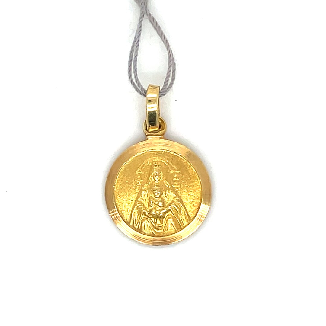 18k Yellow Gold Virgin Mary Necklace Pendant Etsy