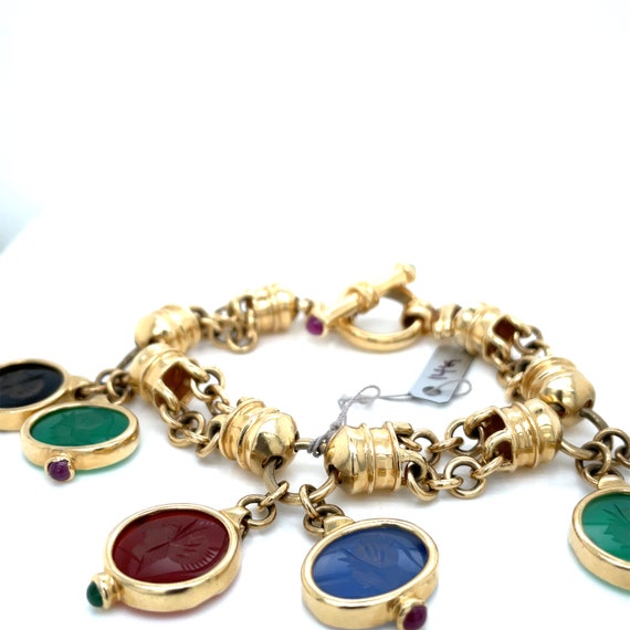 14K Gold Bracelet with Colored Stones - image 1