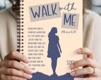 Customized Walk With Me 2026 LDS Youth Theme Scripture Journal Spiral Notebook for Notes Journaling Study Missionary Gift Free Faith Prompts