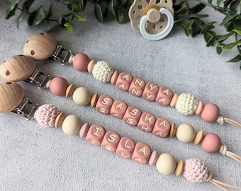 Personalised dummy clip, Pacifier clip, Pacifier chain, Dummy holder, Silicone dummy clip, Baby accessories, Baby keepsake gift, BIBS