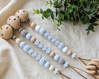 Personalized Silicone Dummy Clip: Baby Boy Pacifier Chain
