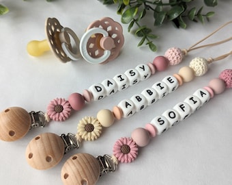 Personalised Dummy clip, Pacifier chain, Dummy holder, Pacifier clip, Baby accessories, Baby keepsake gift, Pacifier holder, BIBS DUMMY
